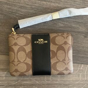 Coach Signature Brown and Black Wristlet